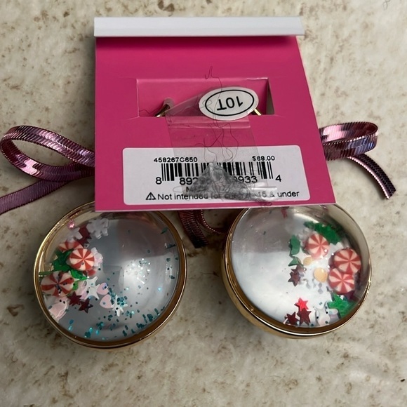 Betsey Johnson Lucite Rhinestone Dangle Christmas bulb Earrings NEW - Picture 5 of 6